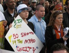 Following the "not guilty" verdict in Sean Bell's case, more than 200 people marched through Harlem in protest, April 26, 2008 (Brian Jones | SW) Following the "not guilty" verdict in Sean Bell's case, more than 200 people marched through Harlem in protest, April 26, 2008 (Brian Jones | SW)