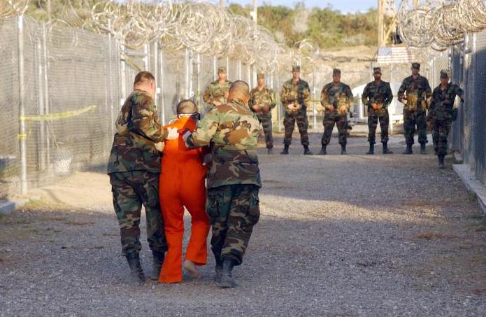 Inside Camp X-ray at Guantánamo Bay, Cuba